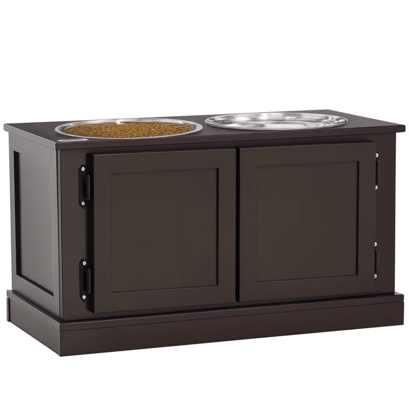 Elevated Dog Bowls With Storage, Two Stainless Steel Bowls For Large