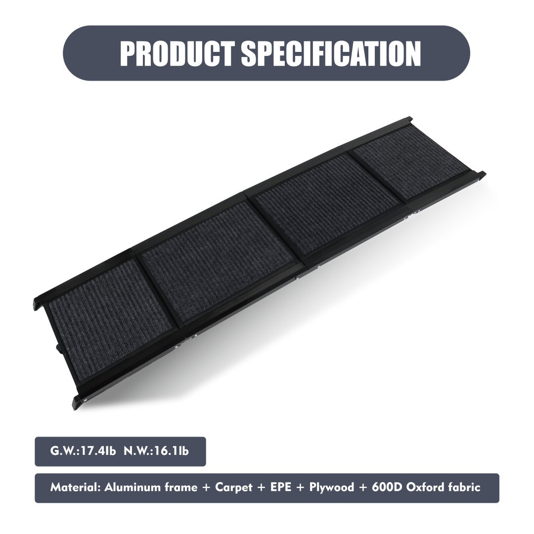 Dog Ramp For Car 65x17 Large Folding Pet Stair Ramps For Truck, SUV,
