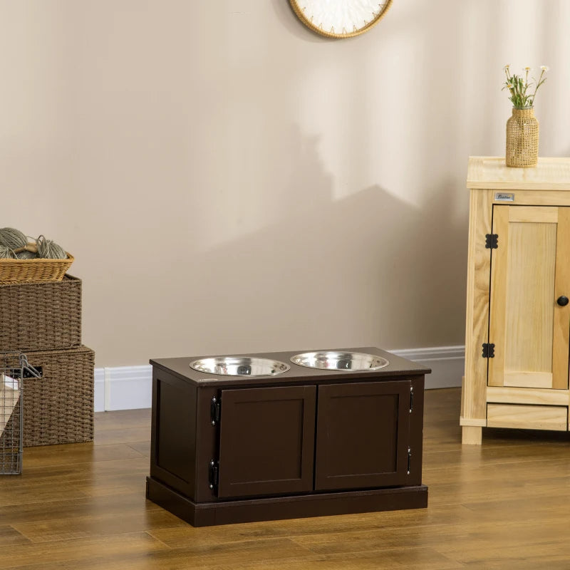 Elevated Dog Bowls With Storage, Two Stainless Steel Bowls For Large