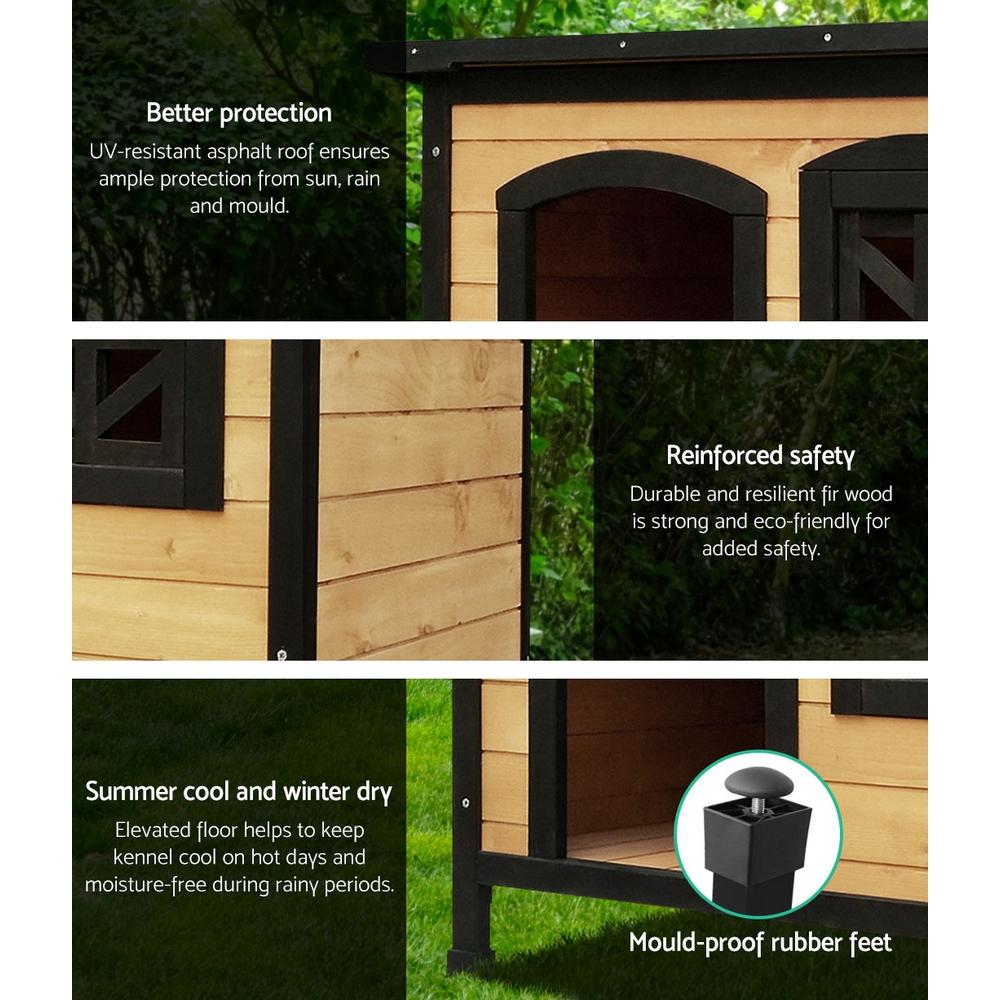 i.Pet Dog Kennel Extra Large Wooden Outdoor Indoor Puppy Pet House