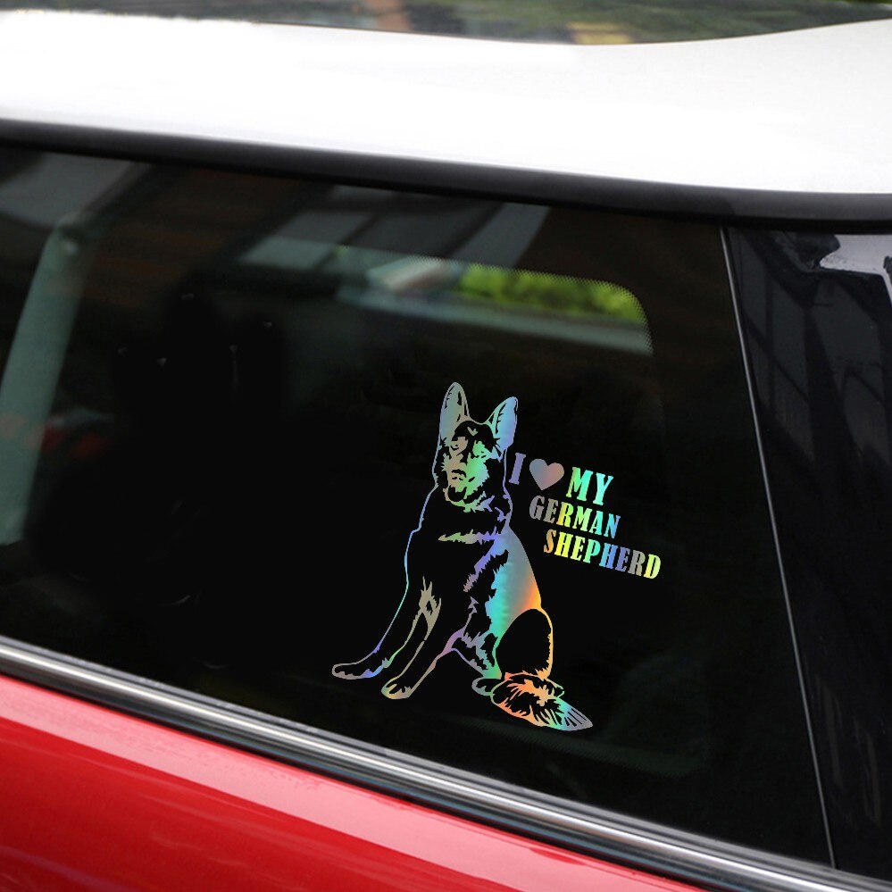 Rylybons 1PCS car sticker I love German Shepherd