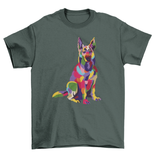 Colorful german shepherd dog t-shirt