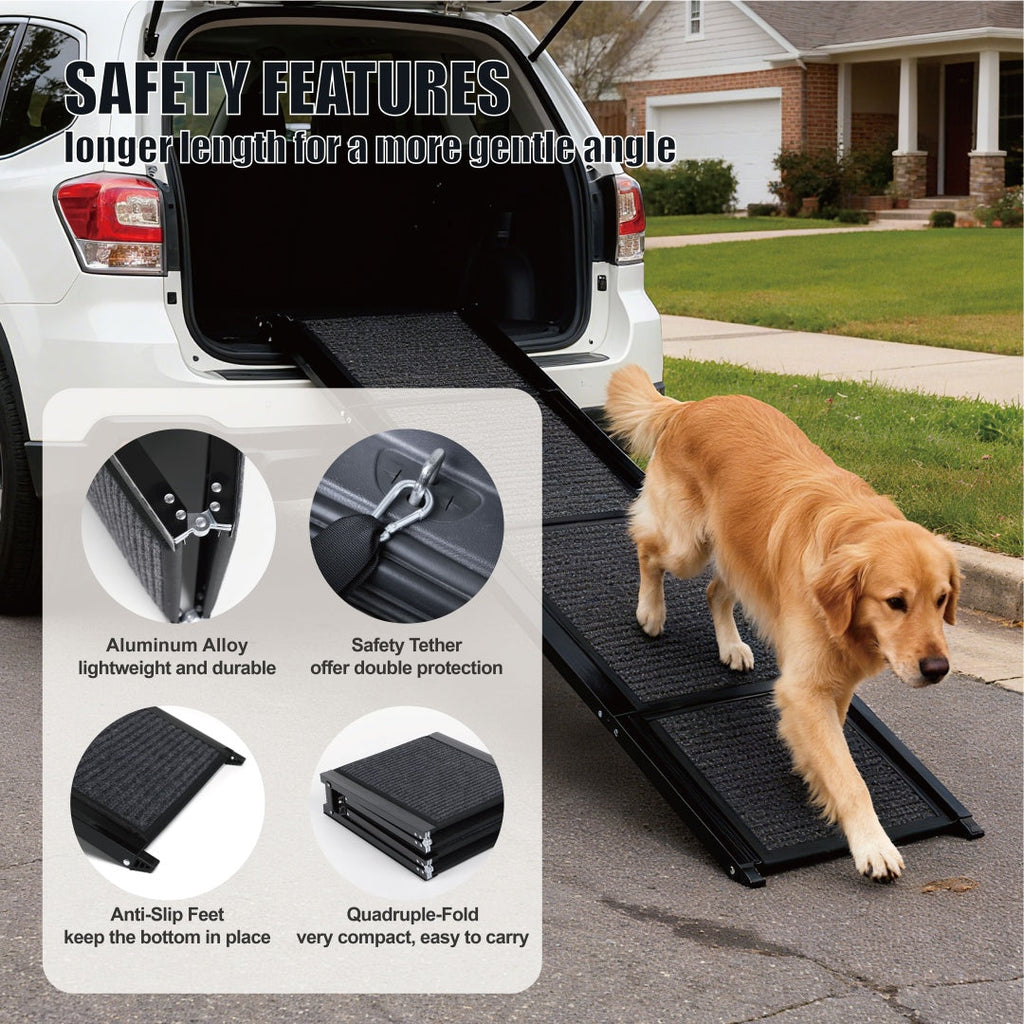 Dog Ramp For Car 65x17 Large Folding Pet Stair Ramps For Truck, SUV,